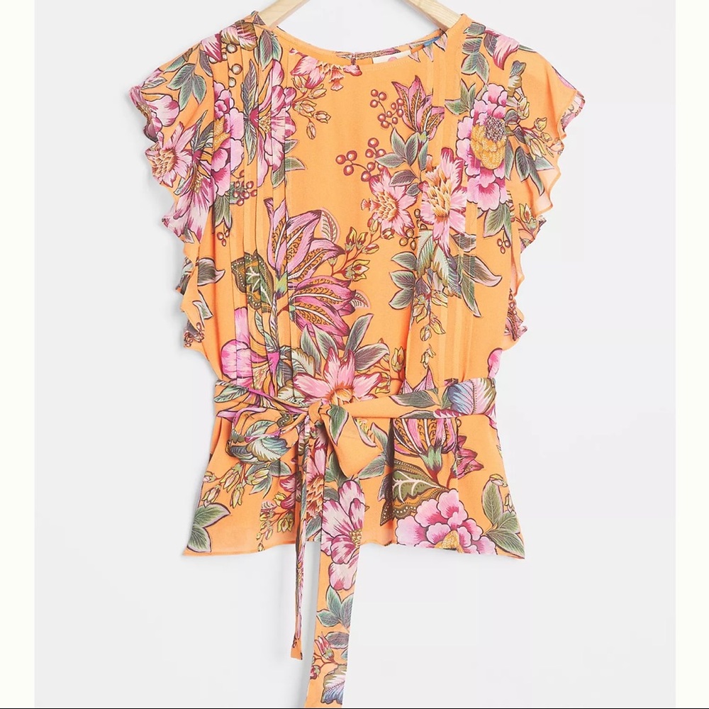 Anthropologie Farm Rio Adonia Pintucked Blouse
